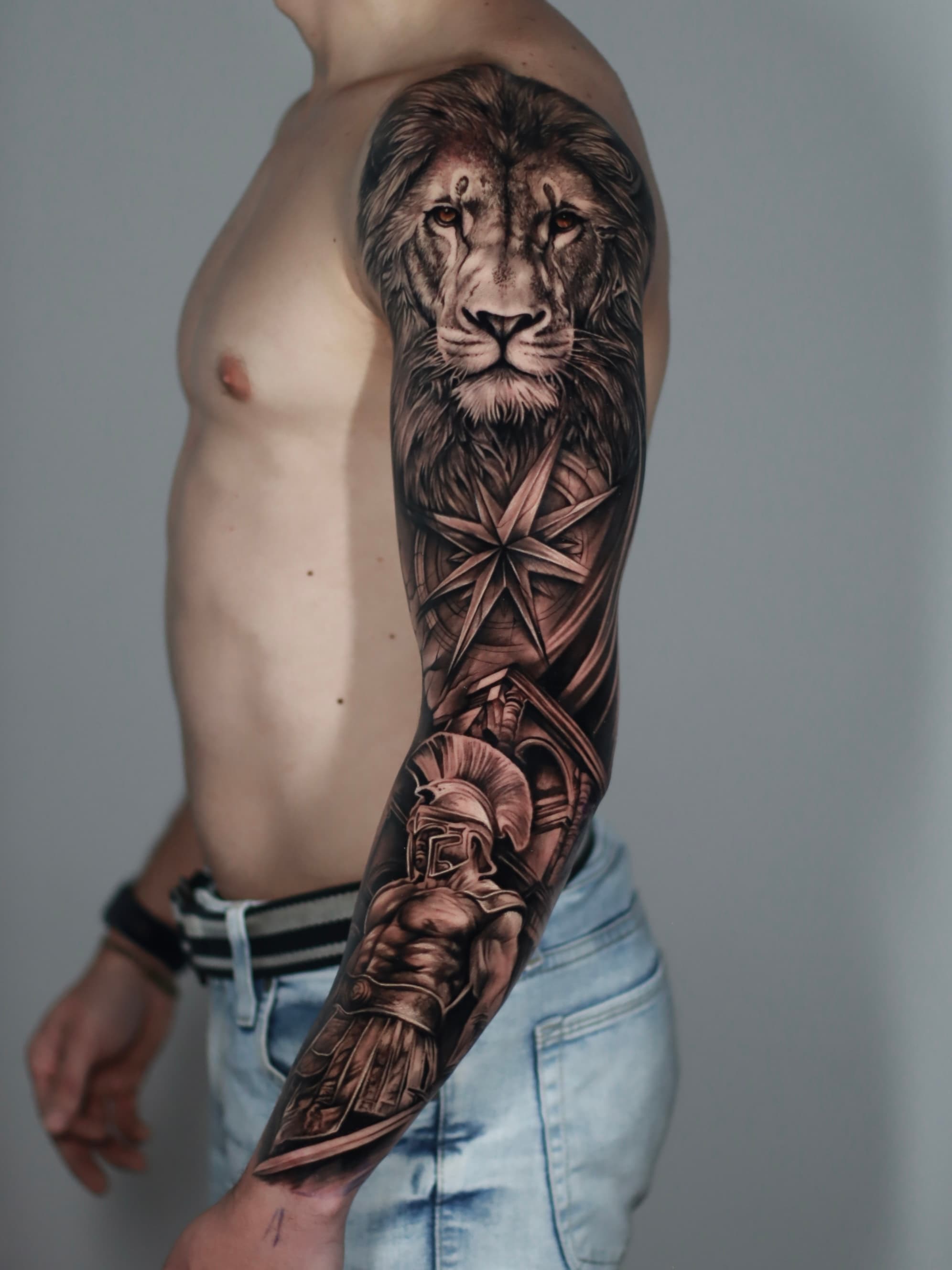 Wildlife black grey realism fauna tattoo