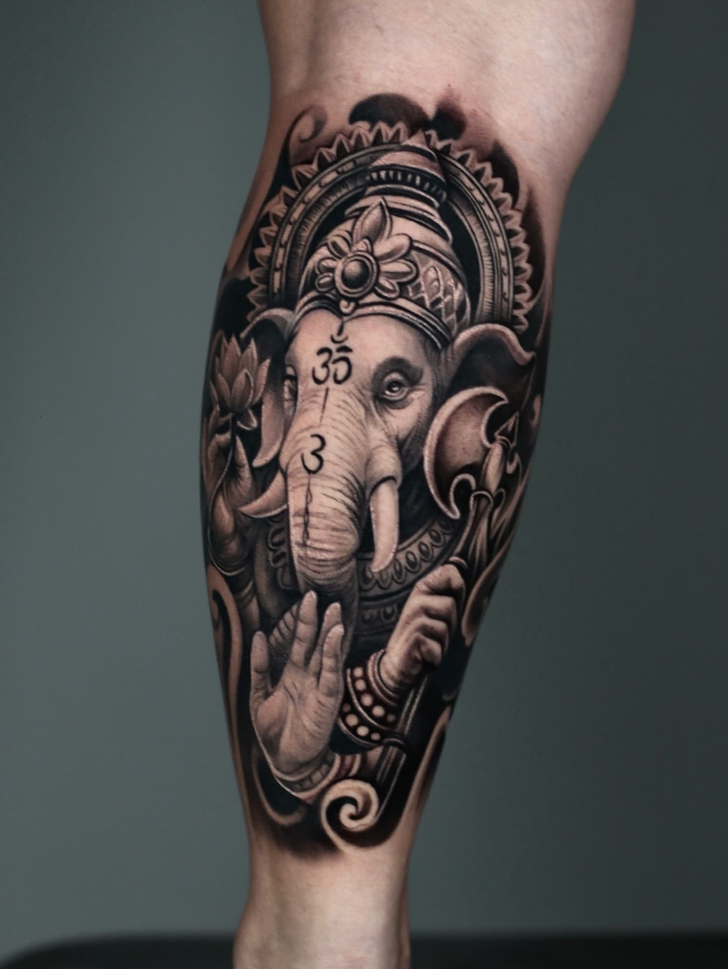 Religious black grey realism tattoo