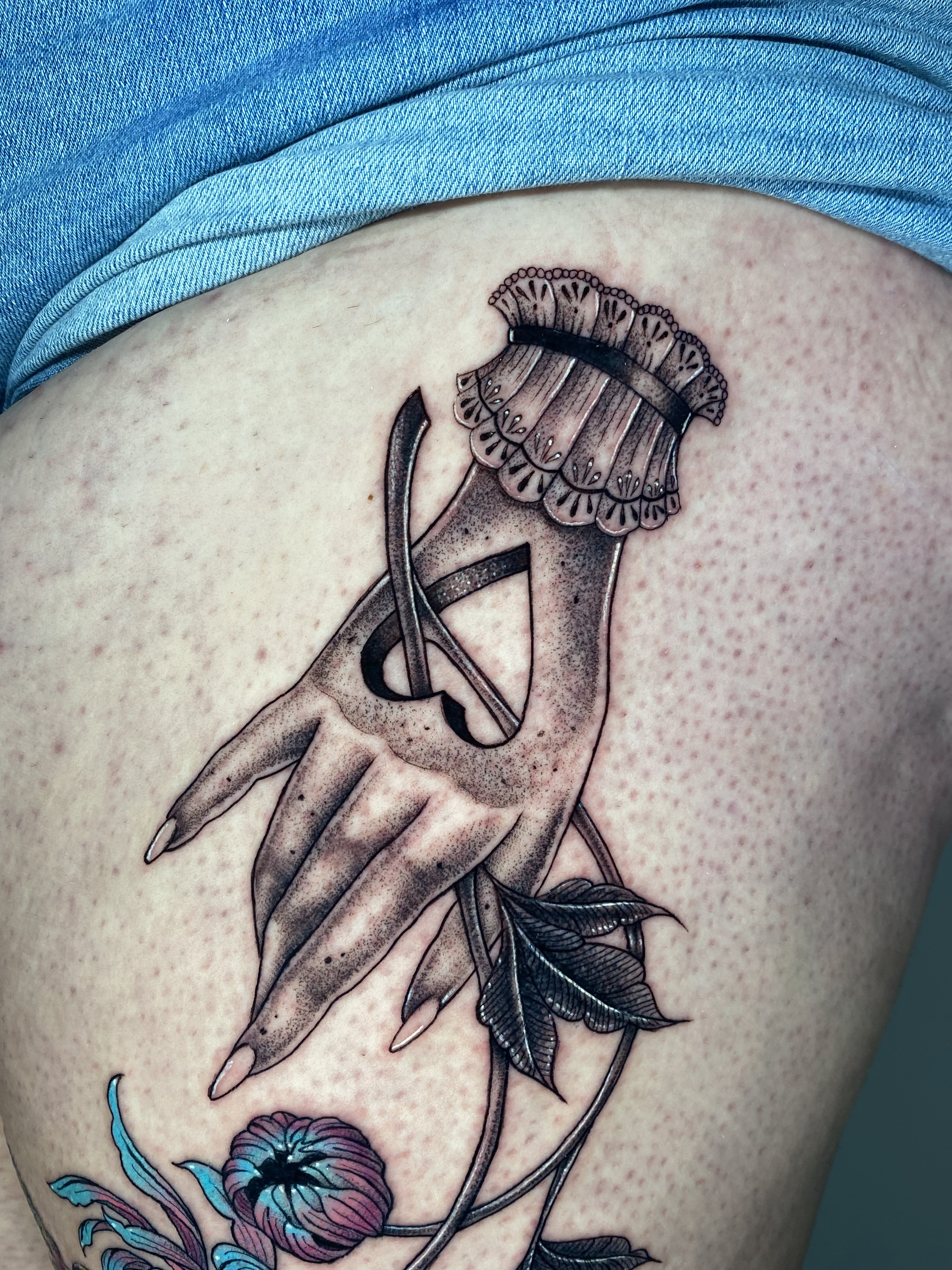 Dotwork hand tattoo